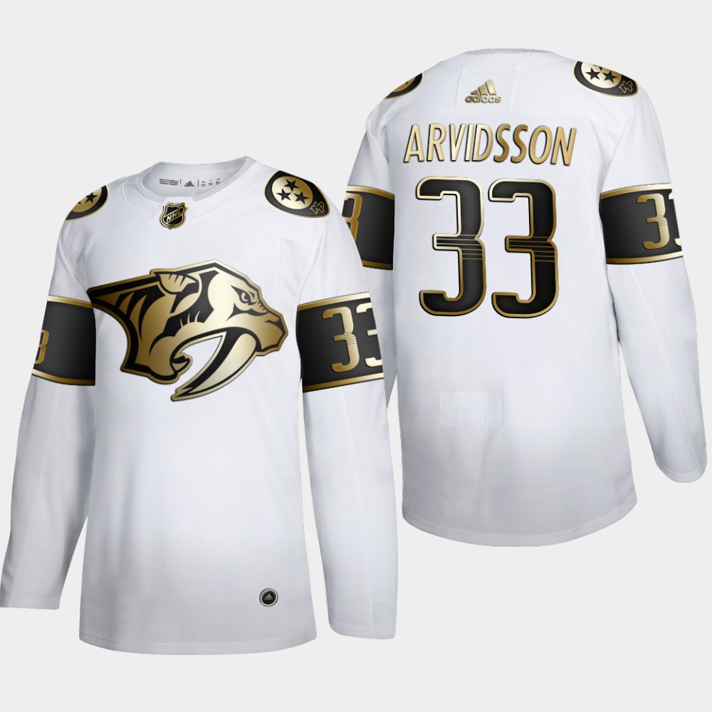 Nashville Predators #33 Viktor Arvidsson Men Adidas White Golden Edition Limited Stitched NHL Jersey->nashville predators->NHL Jersey